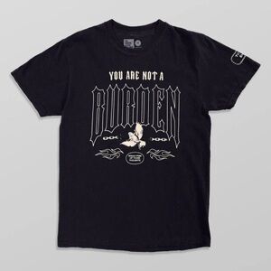 Black Graphic Tee with Bold Design - Short Sleeve